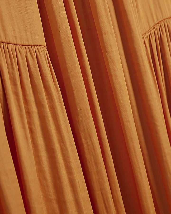 Yellow Satin Sleeveless Midi Dress