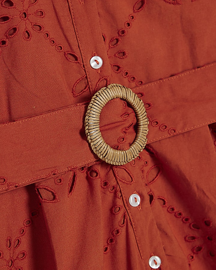 Orange Poplin Broderie Cutwork Playsuit