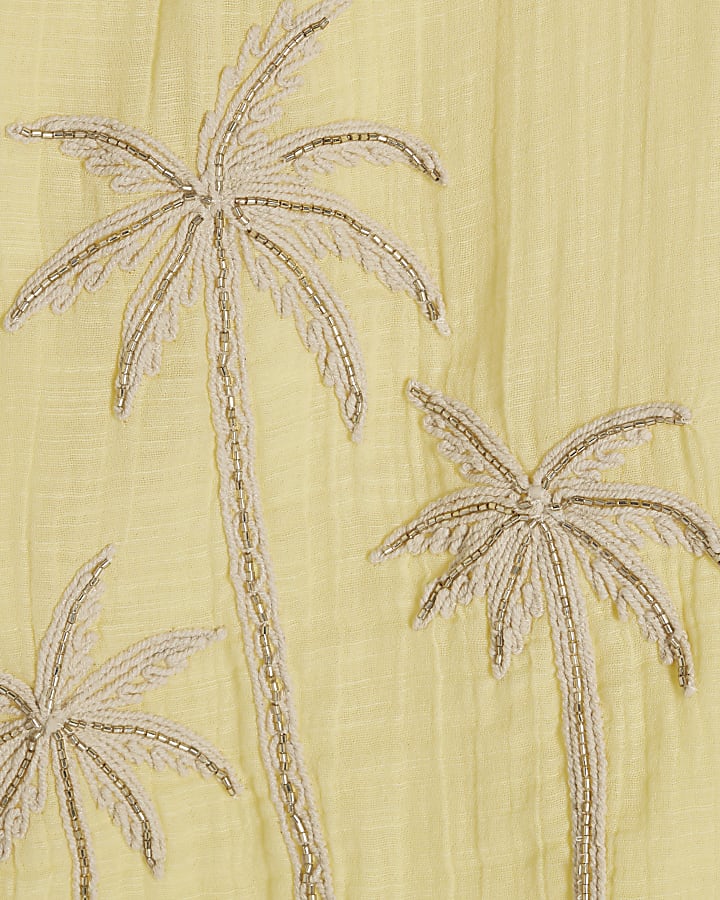 Yellow Boutique Palm Embroidered Shirt