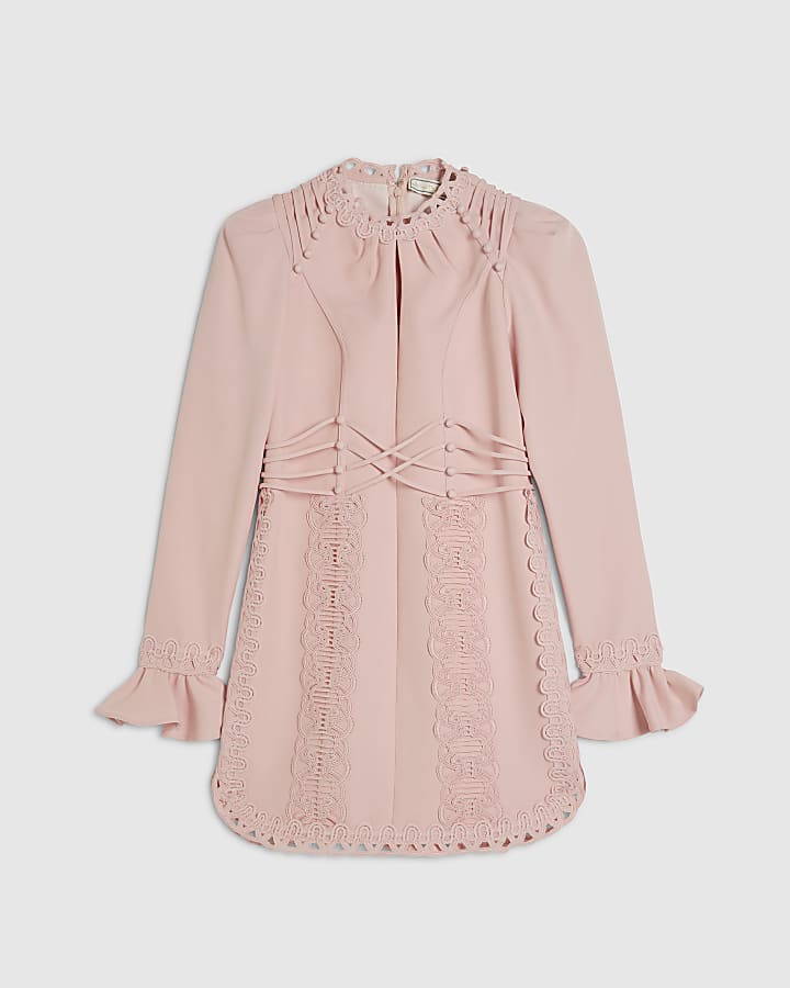 Pink Lace Bodice Mini Dress