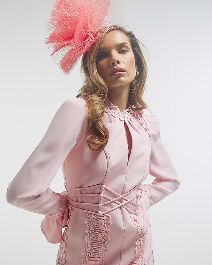 Pink Lace Bodice Mini Dress