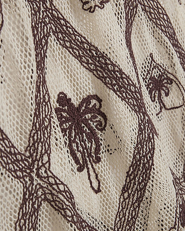 Cream Crochet Motif Mini Dress