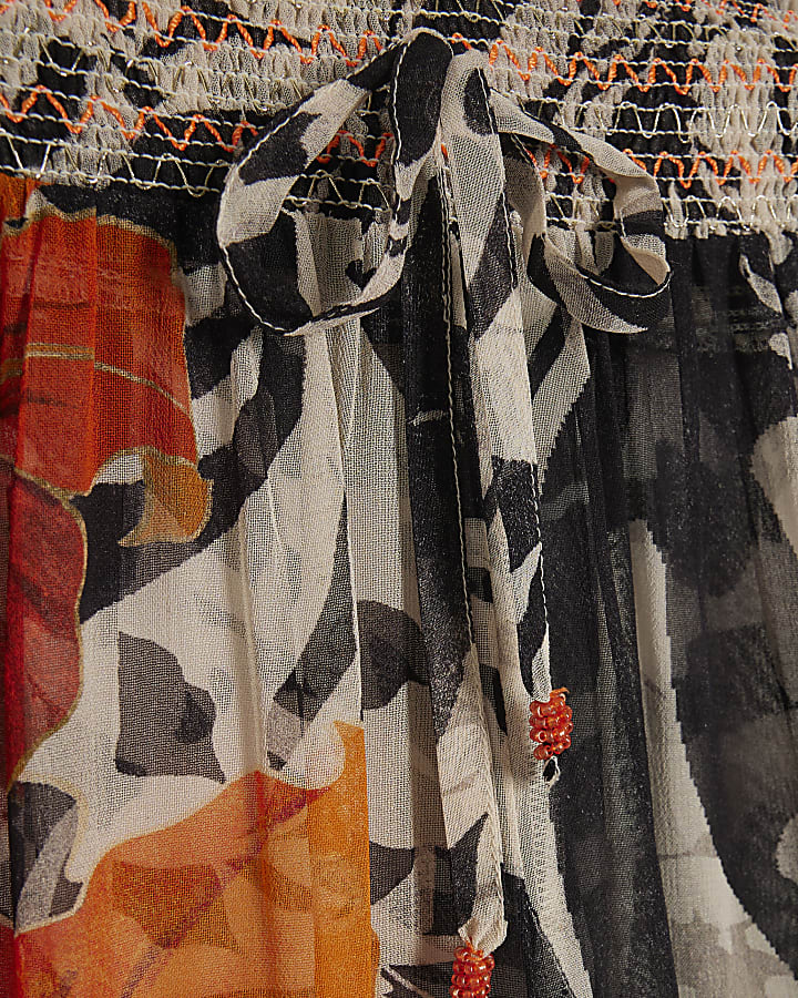 Black Floral Wide Leg Trousers