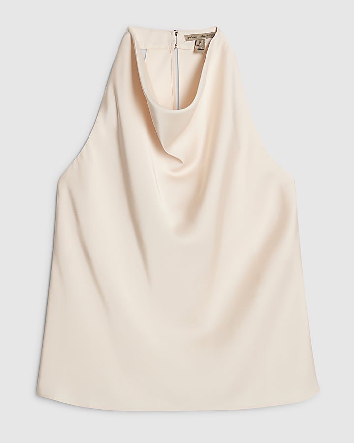 Cream Satin Halter Top