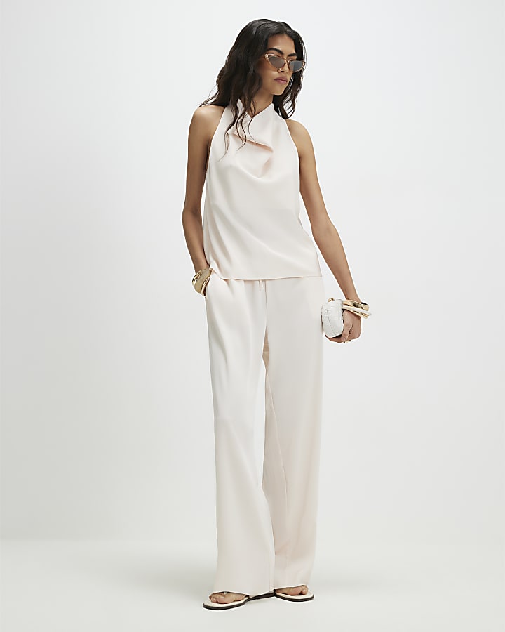 Cream Satin Halter Top