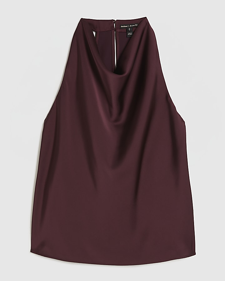 Red Satin Halter Top