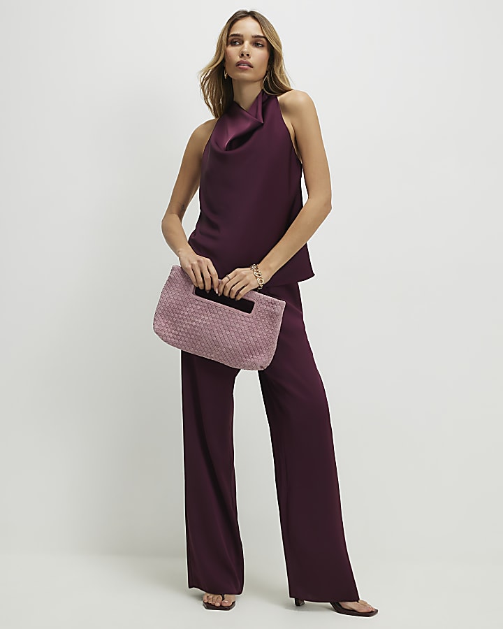 Red Satin Halter Top