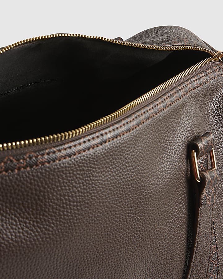 Brown Monogram Trim Holdall Travel Bag