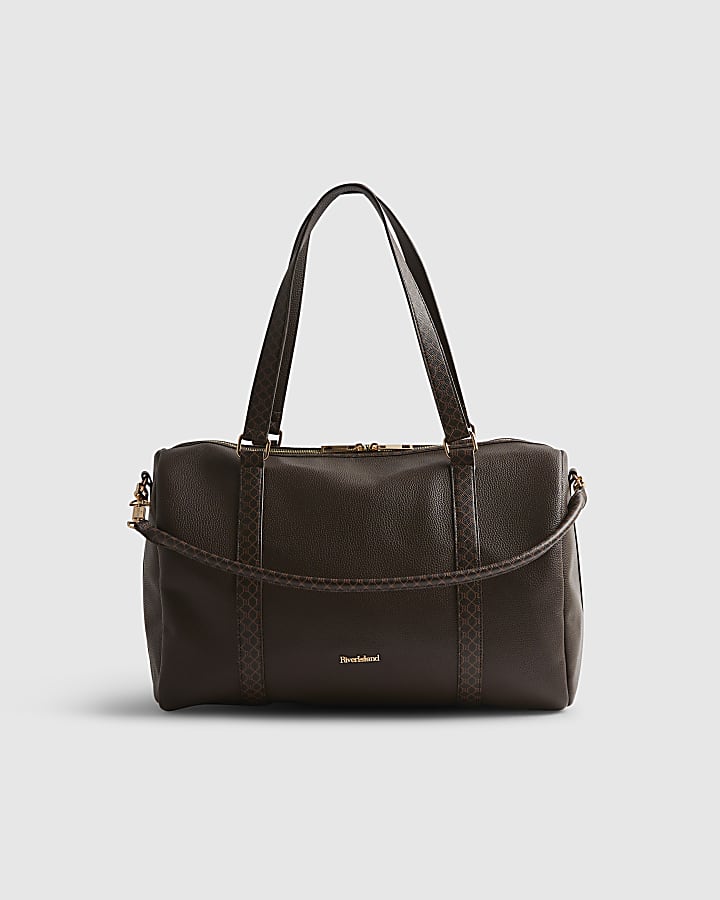 Brown Monogram Trim Holdall Travel Bag