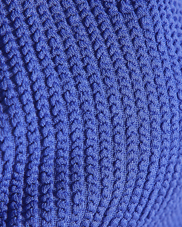 Blue Textured Cami Bikini Top