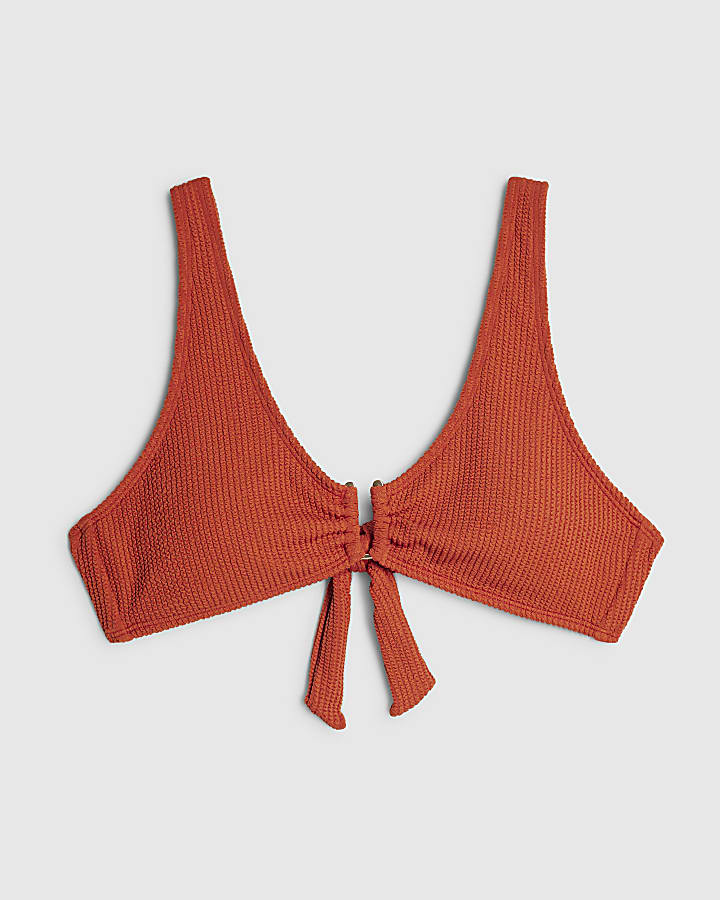 Orange Textured Cami Bikini Top