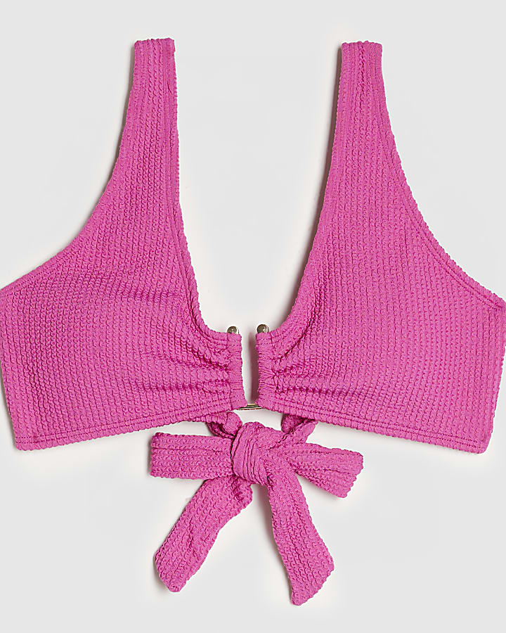 Pink Textured Cami Bikini Top