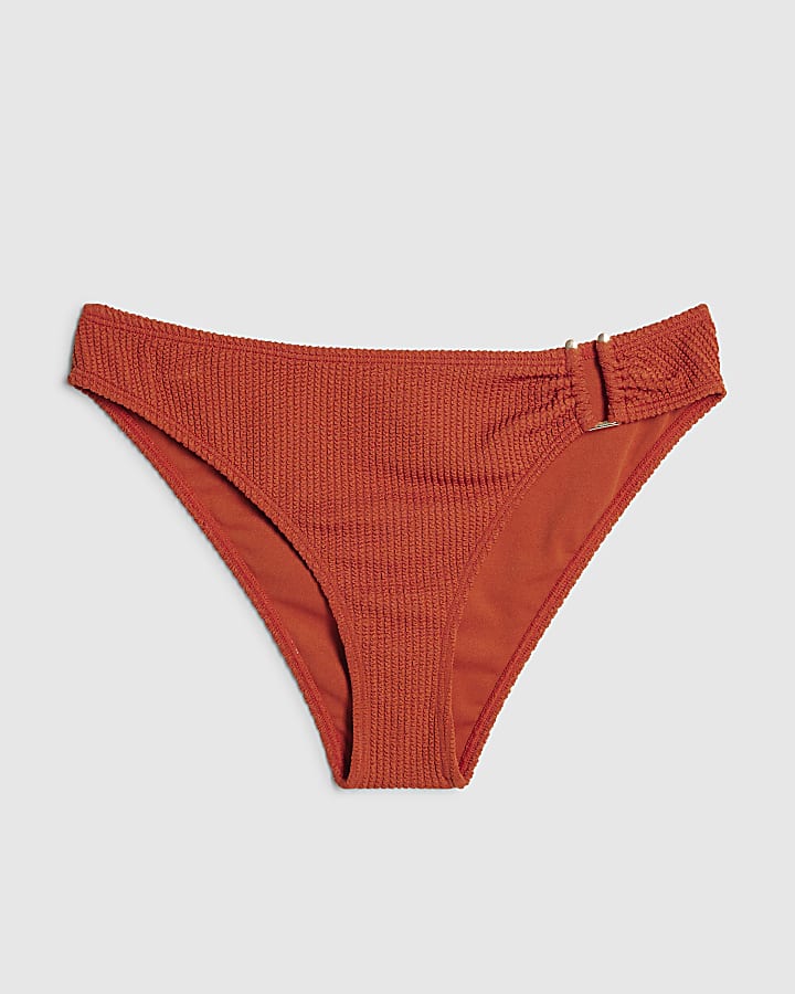 Orange Textured Bikini Bottoms