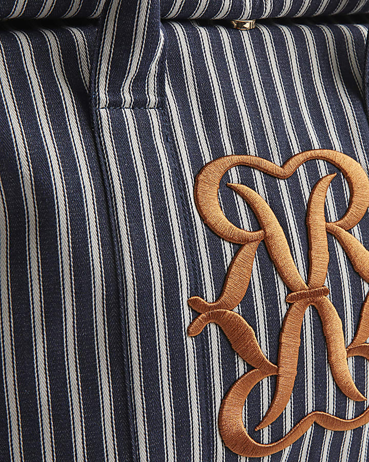 Navy Striped Roll Top Bag