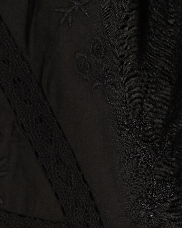 Black Embroidered Shorts