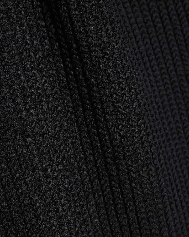 Black Metal Trim Textured Swimsuit