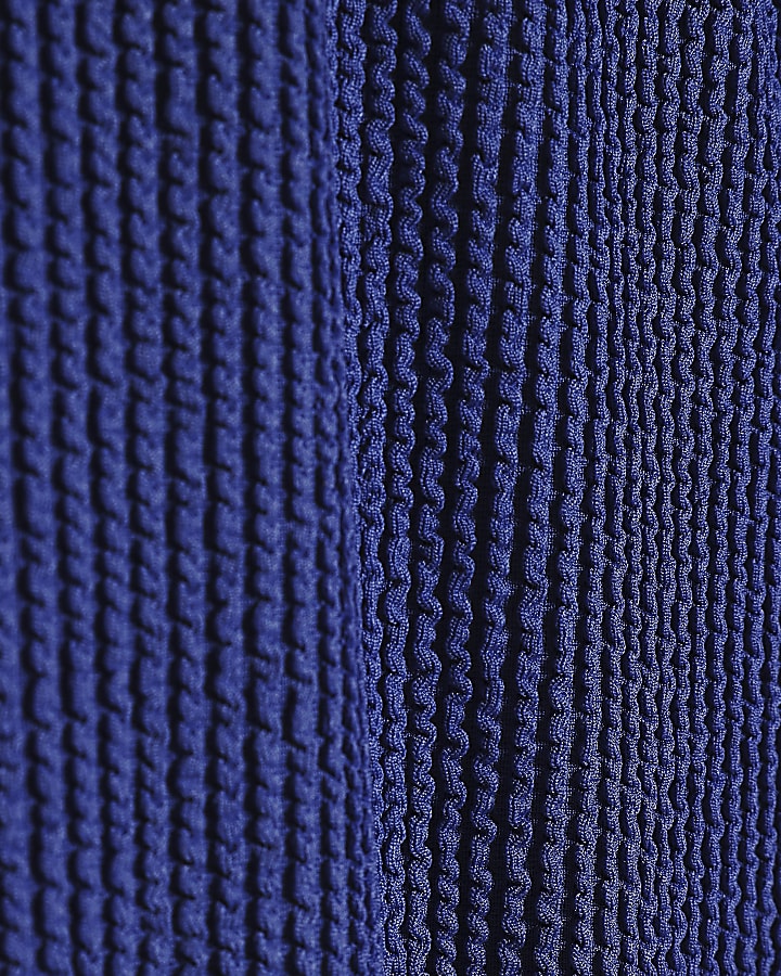 Blue Metal Trim Textured Swimsuit