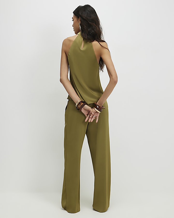 Khaki Satin Trousers