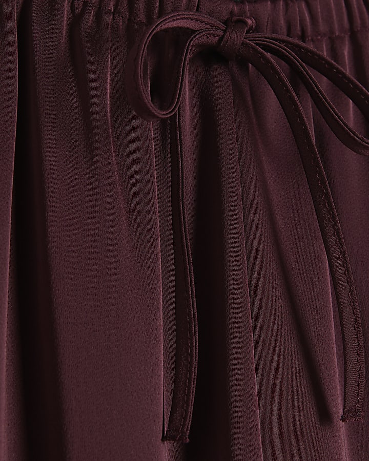 Red Satin Wide Leg Trousers