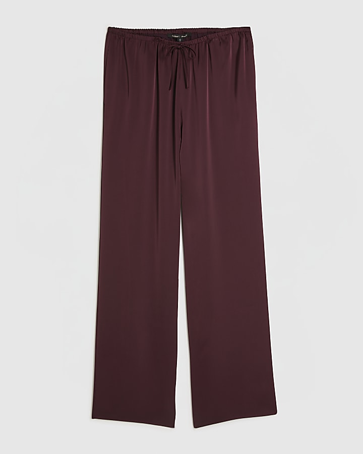 Red Satin Wide Leg Trousers