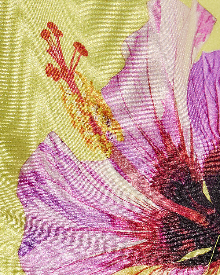 Green Hibiscus Print Bikini Bottoms