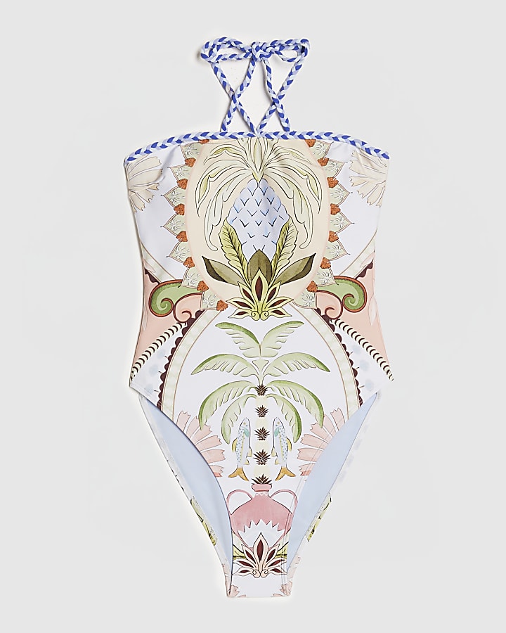 Blue Print Bandeau Swimsuit