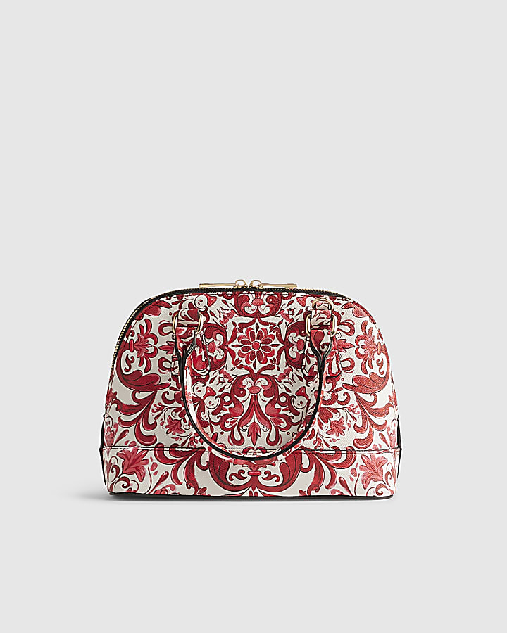 Red Paisley Print Kettle Tote Bag