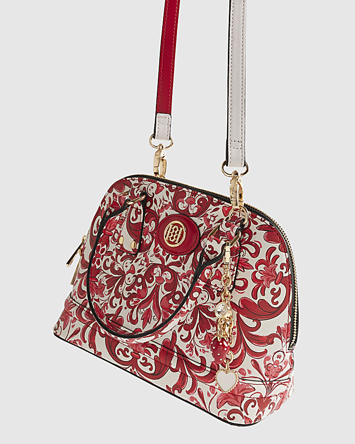 Red Paisley Print Kettle Tote Bag