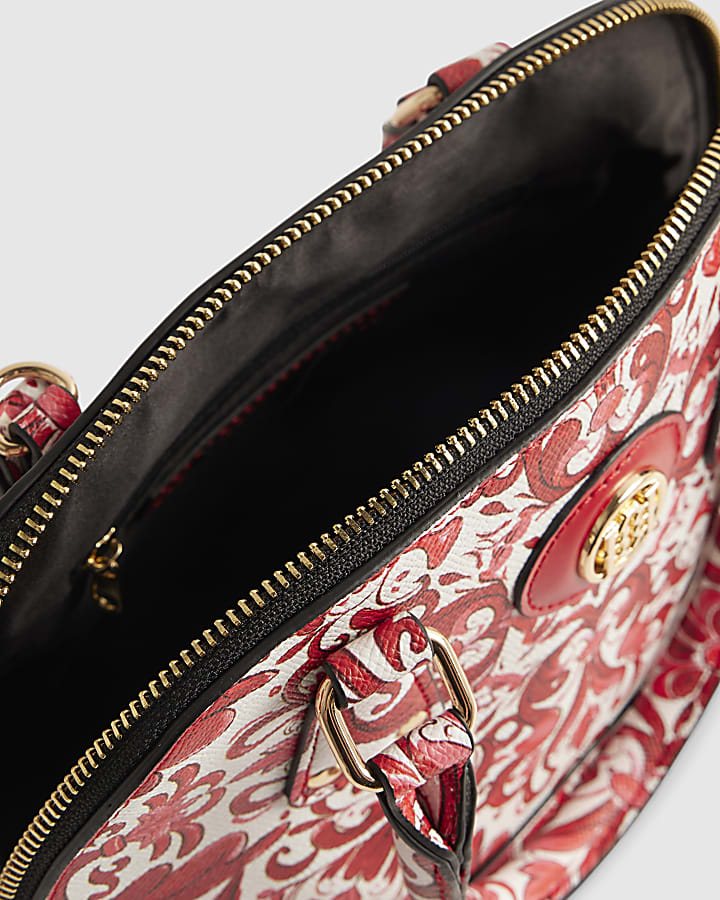 Red Paisley Print Kettle Tote Bag