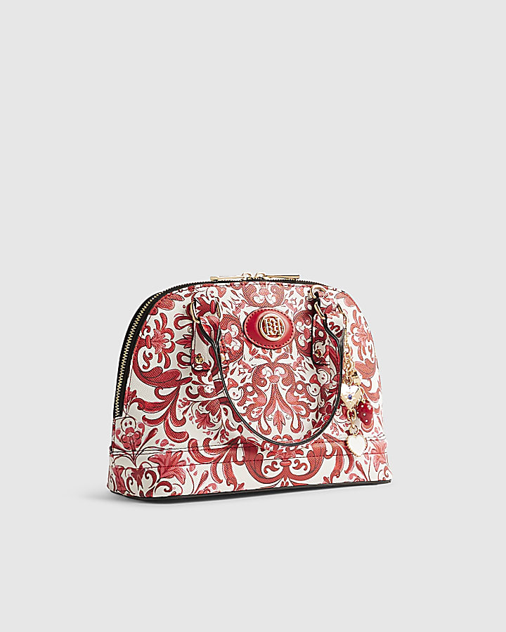 Red Paisley Print Kettle Tote Bag