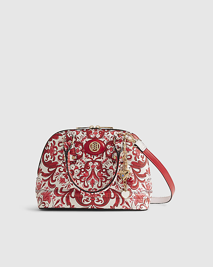 Red Paisley Print Kettle Tote Bag