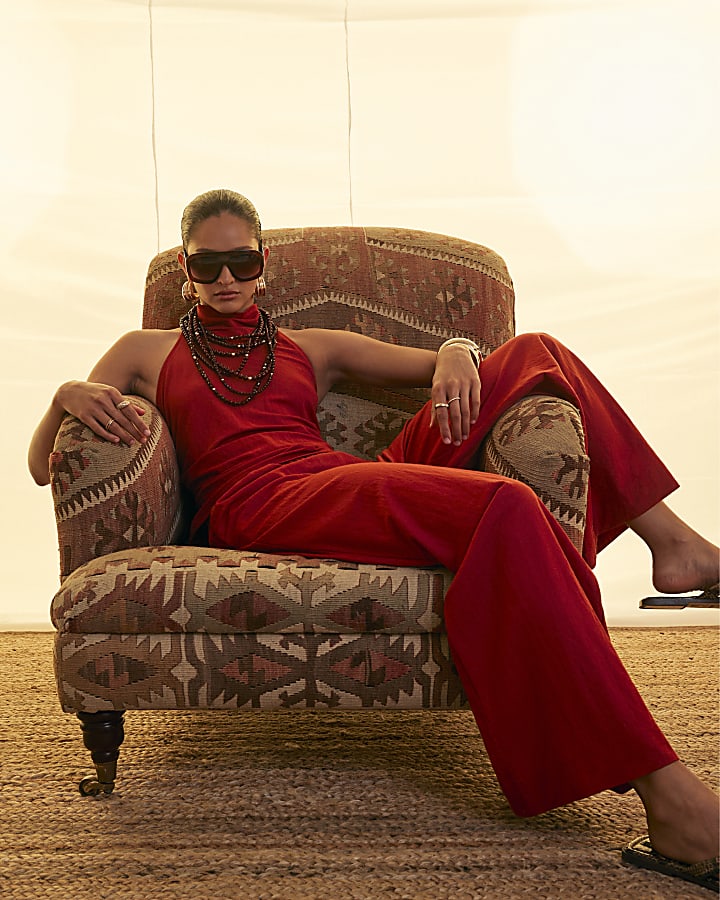 Orange Wide Leg Trousers