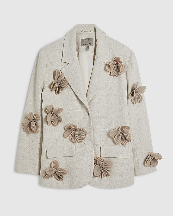 Beige 3D Flower Jacket