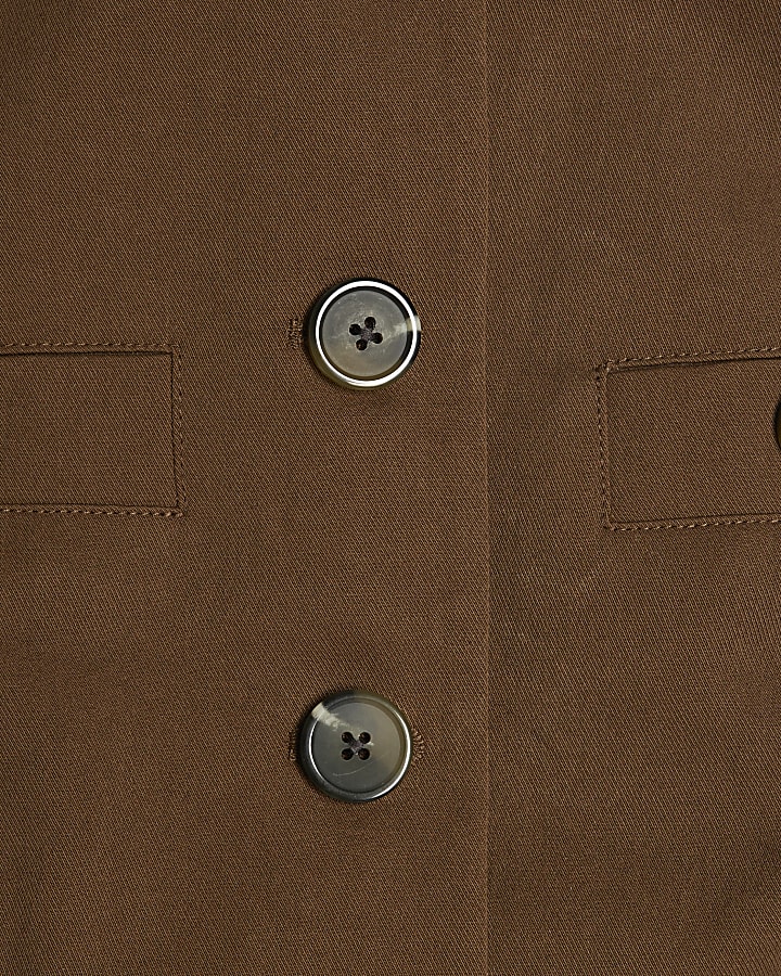 Brown Military Nipped Waistcoat