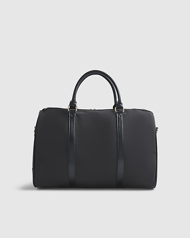 Black Nylon Barrell Travel Bag