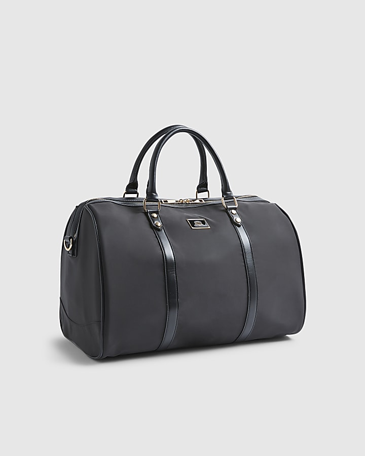 Black Nylon Barrell Travel Bag