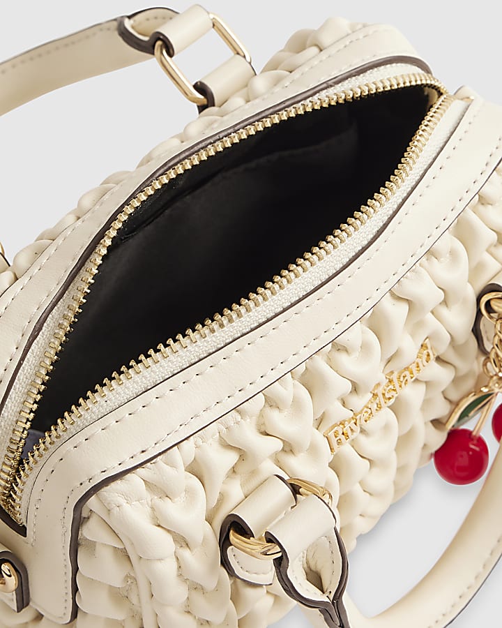 Cream Ruched Mini Bowler Bag Bundle