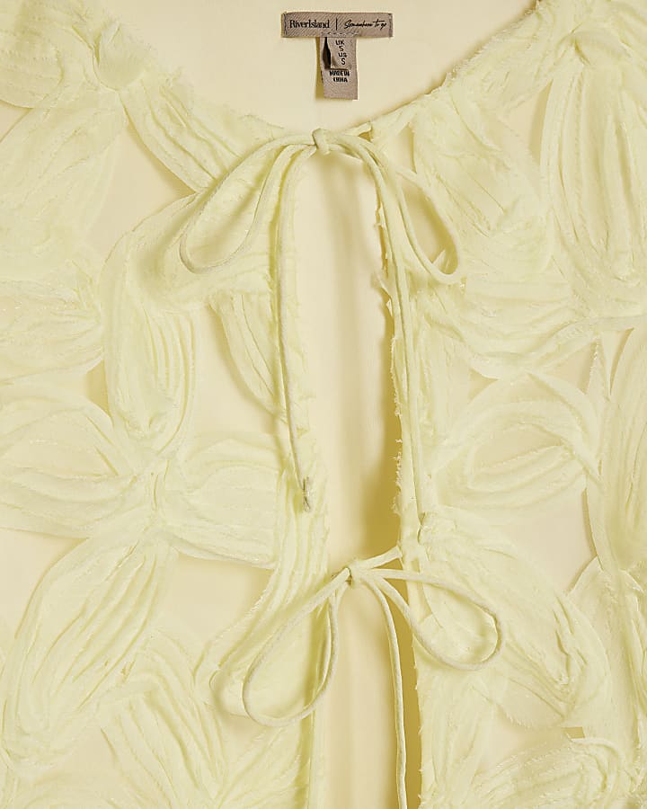 Yellow Long Sleeve 3D Floral Jacket