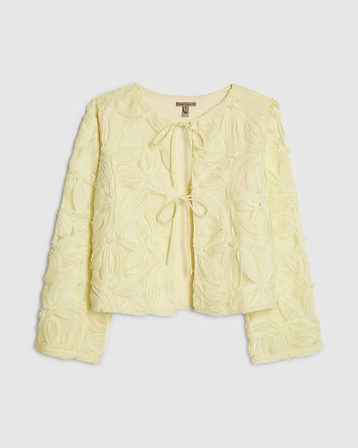 Yellow Long Sleeve 3D Floral Jacket