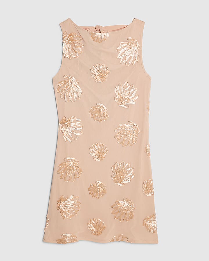 Orange Sleeveless Cornelli Shell Mini Dress