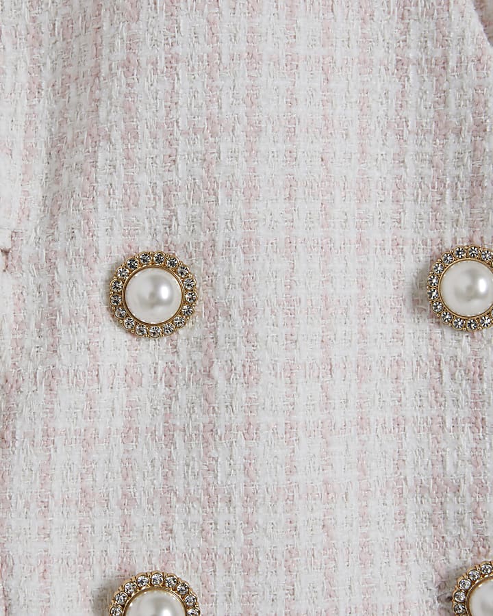 Pink Boucle Hybrid Cropped Blazer