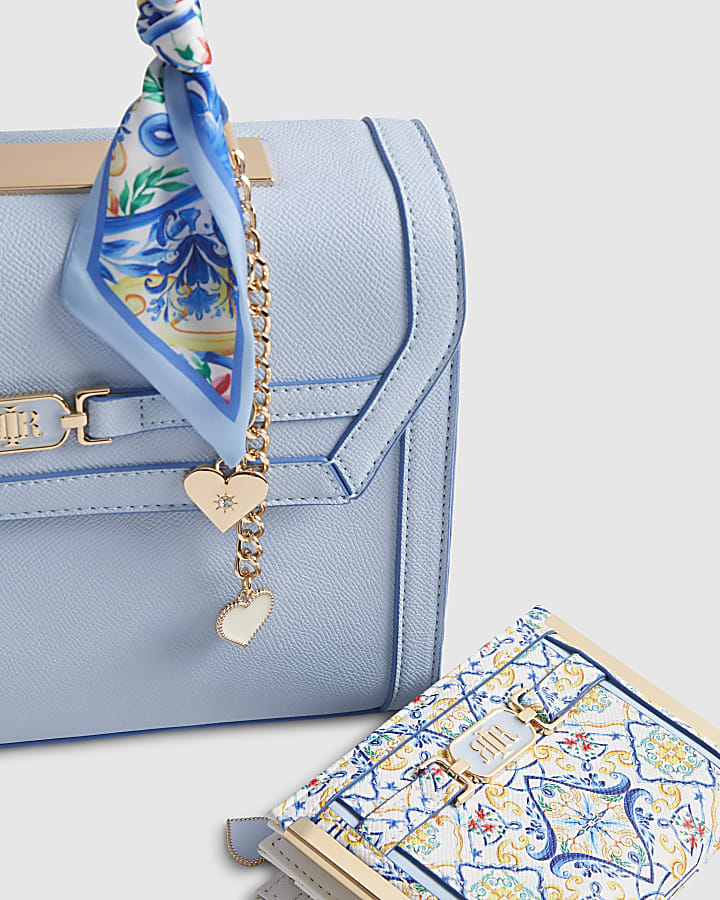 Blue Scarf Charm Tote Bag And Purse Bundle