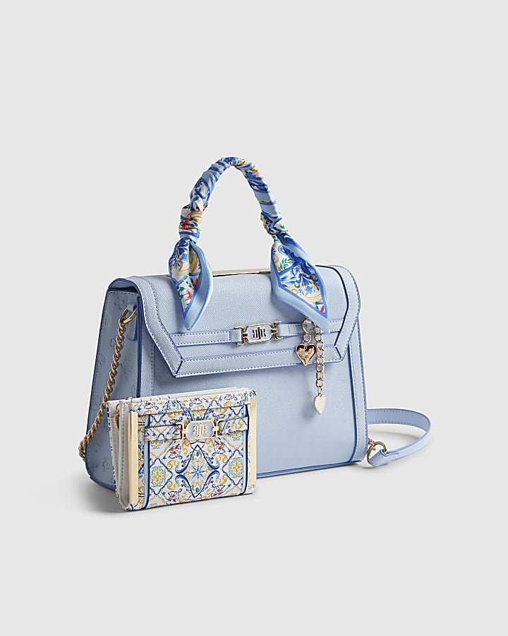 Blue Scarf Charm Tote Bag And Purse Bundle
