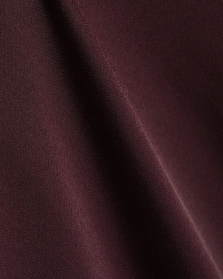 Red Satin Midi Skirt