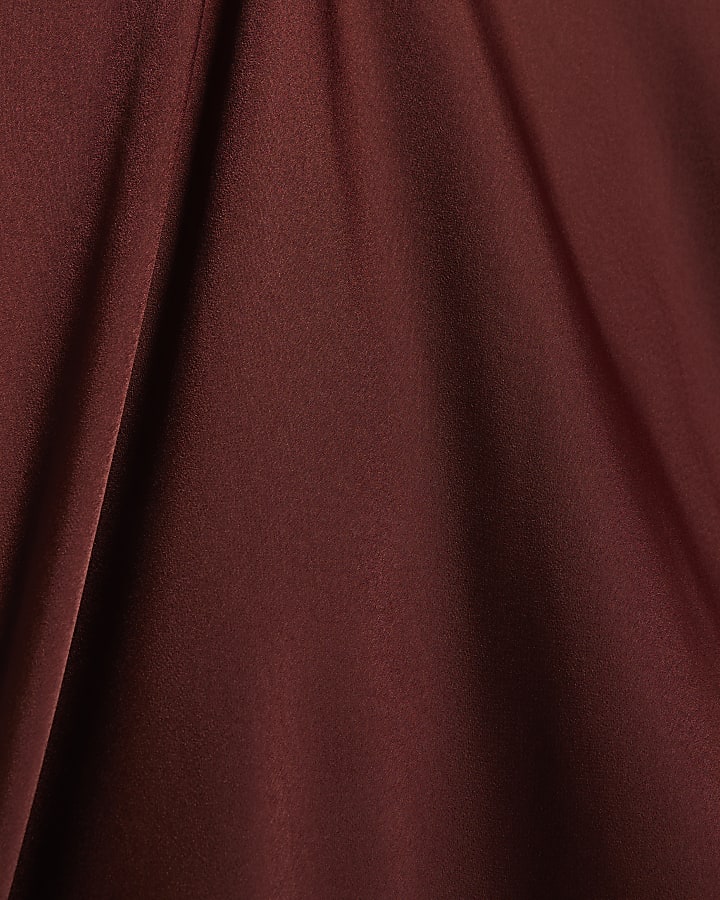 Brown Satin Maxi Skirt