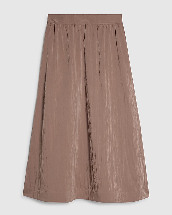 Brown Midi Full Skirt