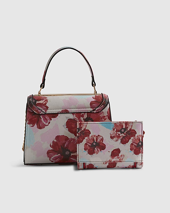 Pink Mini Floral Charm Tote Bundle Bag