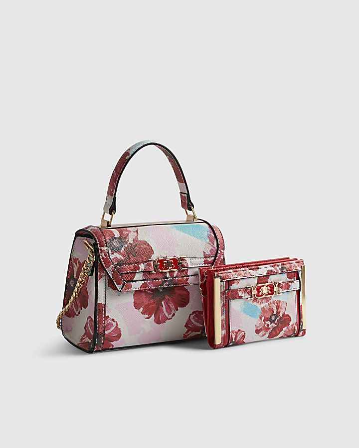 Pink Mini Floral Charm Tote Bundle Bag