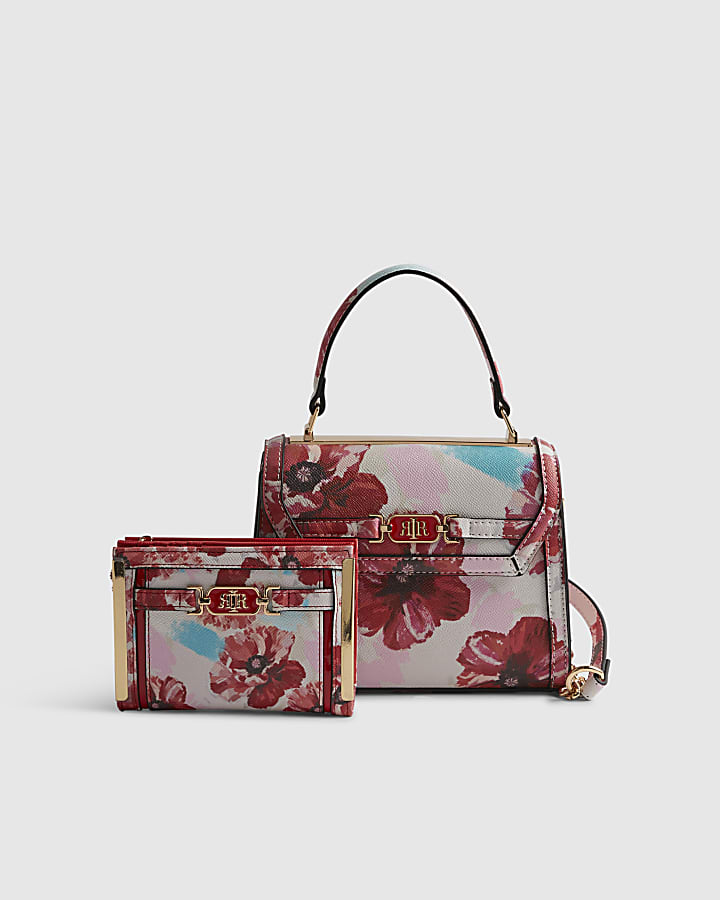 Pink Mini Floral Charm Tote Bundle Bag