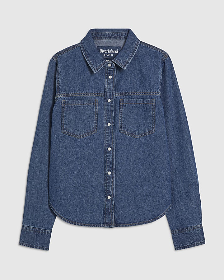 Blue Denim Collared Shirt